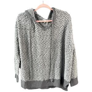 Miracle Sweater gray heavy breathable popcorn hoodie v-neck small/medium NWT